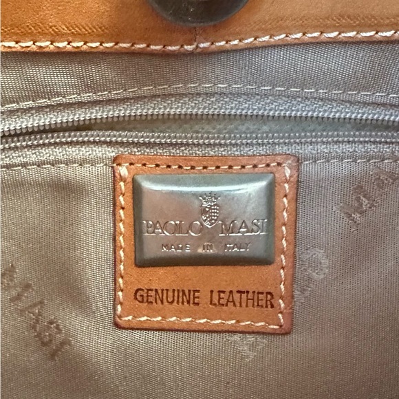 PAOLO MASI Made in ITALY Genuine TAN-BROWN WOVEN LEATHER Shoulder Handbag Hobo - Picture 5 of 8